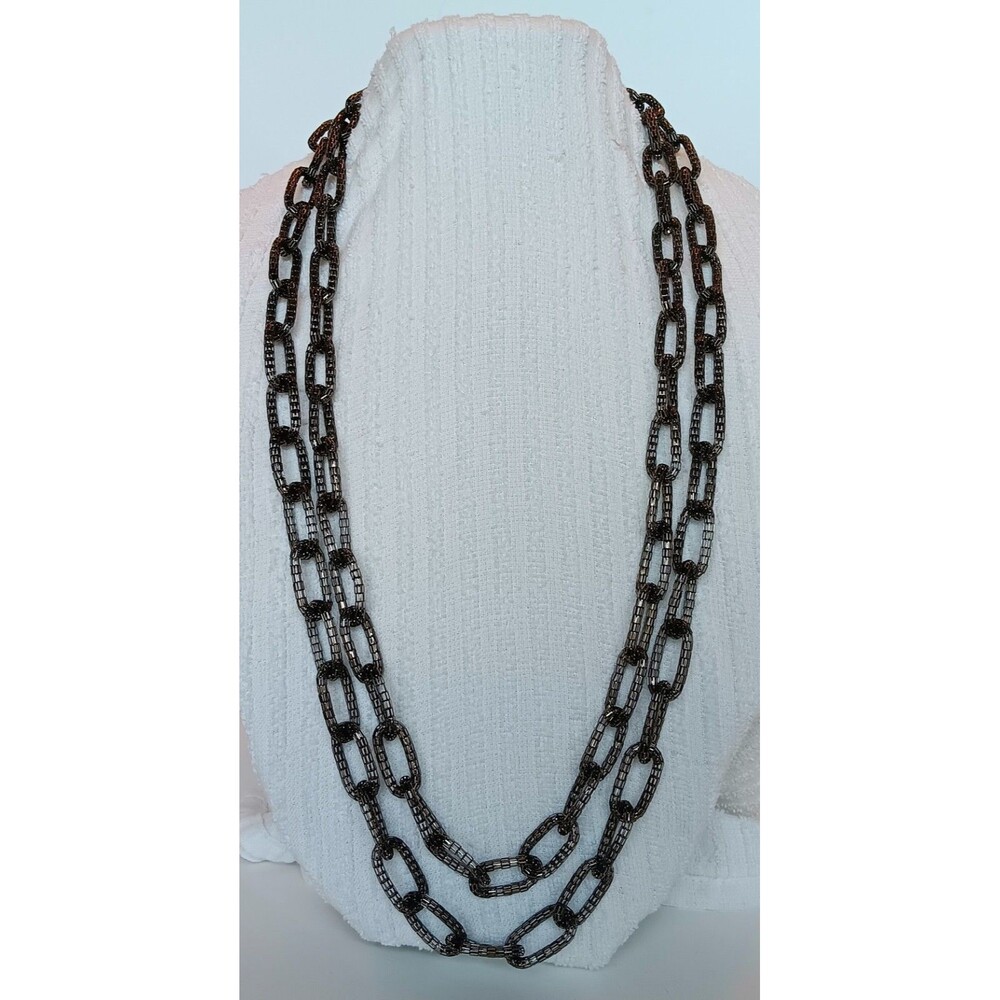 Chunky Gunmetal Mesh / Paperclip Chain Ornate Lobster Closure 36 in
